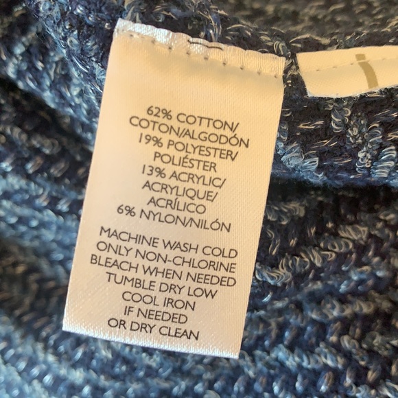 LOFT 3/4 Sleeves Fringe Knit Navy Open Jacket M - Picture 13 of 13